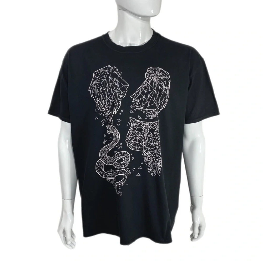 Geek Gear Harry Potter Themed Geo Wizardry Animal Design Black Tee
